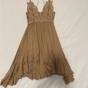 Free People Adella Elegant Lace Trim Beige dress NEW without Tags thumbnail 3