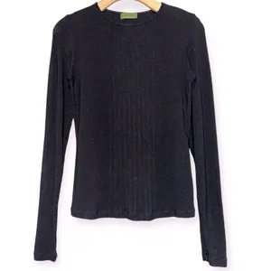 Velvet Women’s Size M Black Pintuck Front Rayon Wool Blend Long Sleeve T-Shirt thumbnail 3