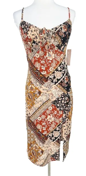 Inspired Hearts Midi Dress Size M Babydoll Patchwork Boho Y2K Hippie‎ Festival thumbnail 1