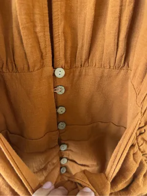 Free People The Only One Mini Dress M Rust Orange Ruched Open Back Boho thumbnail 8
