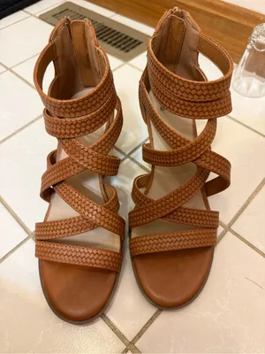 FRYE AND CO. | Gale Cognac Braided Strappy Block Heel Sandals thumbnail 13