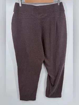 Pact organic airplane tapered leg pant deep taupe purple womens L travel comfort thumbnail 6