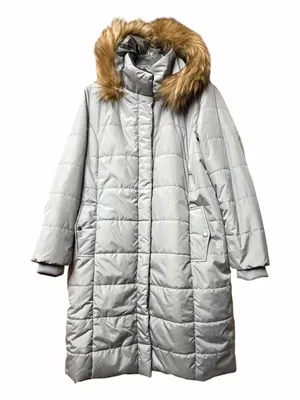 Roaman's Women's Long Quilted Puffer Coat Faux Fur Trim Gray Size M 14/16 thumbnail 1