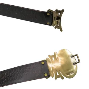 Vintage Chicos White Pearly Stone Buckle Champagne White Leather Belt Retro thumbnail 9