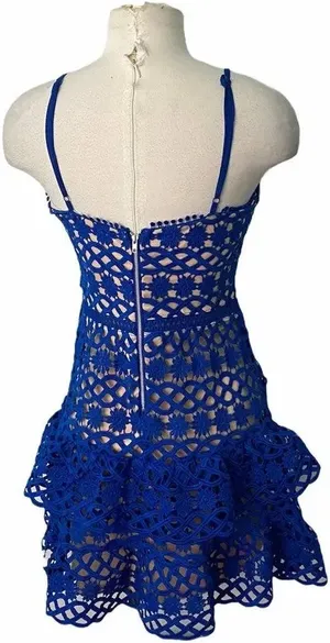 Blue Lulus Crochet Navy Mini Dress thumbnail 4