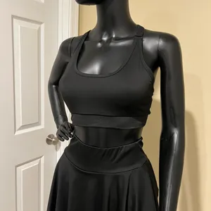 Two pieces Gym Set High Waist Mini Skort Built In Shorts Sport Bea Bustier Top thumbnail 3