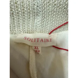 Solitaire Beige Tan Stripe Crochet Open Knit High Rise Wide Leg Trousers Pant XL thumbnail 4