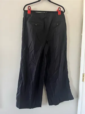 Loft Black Cotton Wide Leg Trouser Pants 12 Minimalist Capsule Office Coastal thumbnail 5