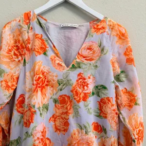Alice + Olivia PALI Floral Mini Dress Cotton V-Neck Mix Print Size 2 thumbnail 5