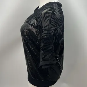 MEK XL black sequin zebra print mesh top thumbnail 4