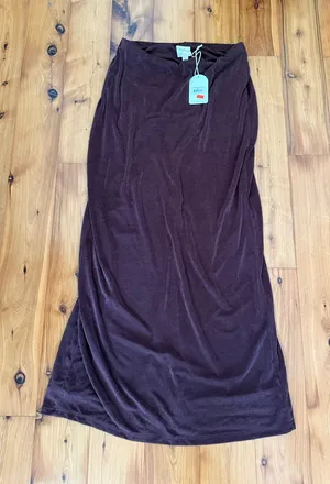 Isla south moon under NWT large Stretch Maxi Skirt in Dark Brown thumbnail 1