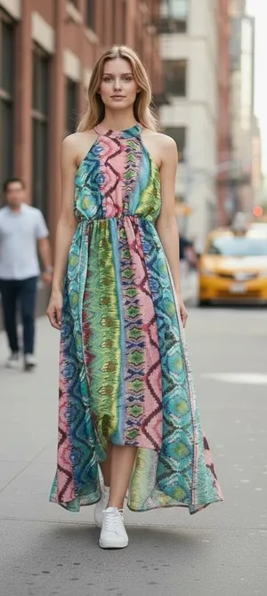USA Made - Savannah Rae- Multicolor Halter Maxi Dress thumbnail 1