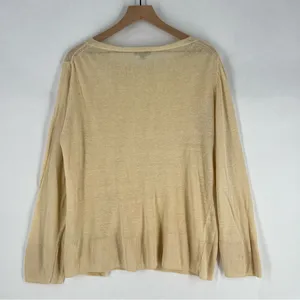 J. Crew Cream‎ Lightweight Linen Relaxed Fit Long Sleeve Sweater Size S thumbnail 7