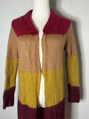 Free People Color Block Stripe Mohair Blend Over The Rainbow Duster Cardigan thumbnail 3