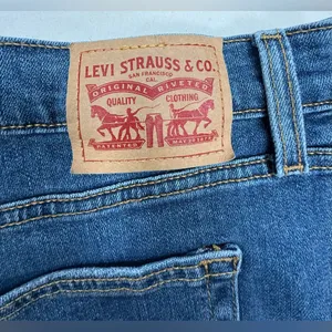 Levi's Dark Blue Distressed High-Rise Jean Shorts thumbnail 8