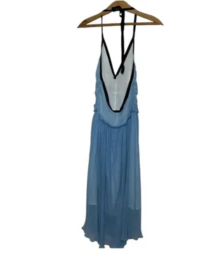 Source Unknown Blue Silk Chiffon Dress Vintage 0 thumbnail 4