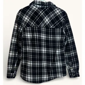 Sage Collective Sherpa Shacket Plaid Jacket Black White‎ Fleece Womens S thumbnail 4