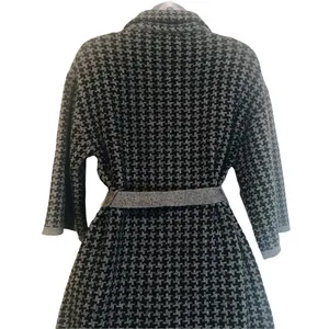 Chiara mente S wool blend longline houndstooth belted cardigan coat thumbnail 9
