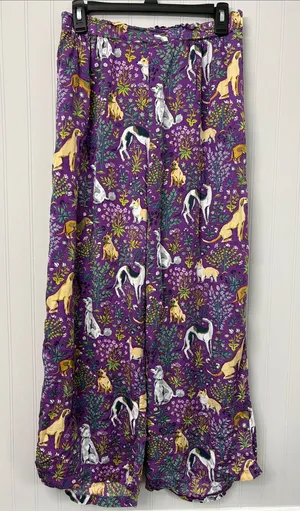 Printfresh Wide Leg Pajama Pants Women Size XS Purple Dogs Lounge thumbnail 1