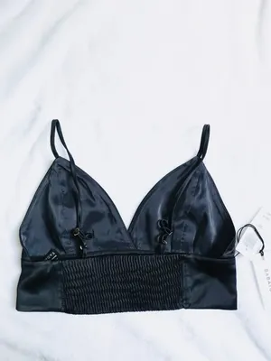 Babaton Aria Black Satin Bra Top - XXS - NWT thumbnail 2