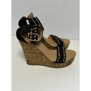 Womens High Heels Wedge Ankle Strap Open Toe Black Party Pump Heel Sandals 5 C1 thumbnail 2