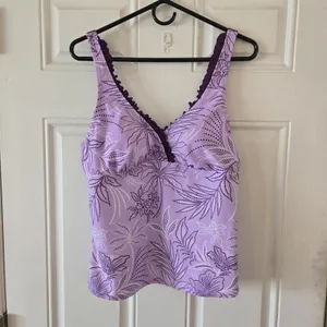 ZeroXposur Tankini Swimsuit Women Large Purple Floral Swim Skirt 2 Piece NWT thumbnail 2