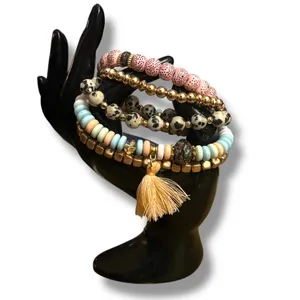 Multicolor beaded stretch bracelet bundle Multiple thumbnail 2