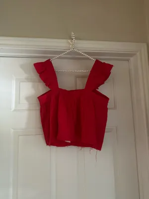 New In Solid Red Crop Top & Pants Set Size L thumbnail 6