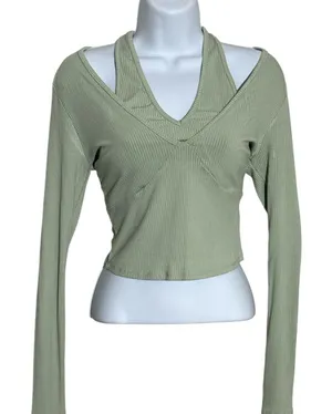 Women's Sage Y2K style halter‎ Long Sleeve Top size XS thumbnail 1