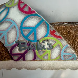 Birkenstock Birki's 36 US 5 Sandals Slide Peace Sign Print Criss Cross Straps thumbnail 4