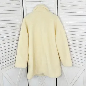 Pretty Little Thing Faux Sherpa Double Breasted Teddy Coat Cream 10 Borg‎ Lapel thumbnail 11