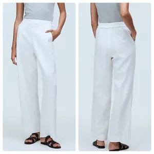 NWT Madewell Pull-On Straight Crop Pants NR174 White Linen Cotton‎ Blend Size 2 thumbnail 2