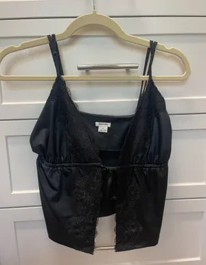 Black lace tie top thumbnail 1