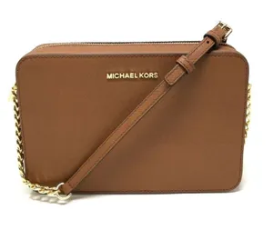 Michael Kors Tan Saffiano Leather Crossbody with Gold Logo thumbnail 1