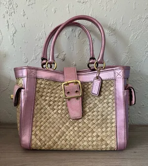 Coach Vintage 2004 Pink Straw Tote Bag - Style 4419 thumbnail 1