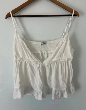 Princess Polly White Lace-Trim Cami Tank thumbnail 1