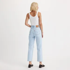 Ribcage High Rise Distressed Straight Ankle Blue Jeans Ojai Shore 27 thumbnail 3