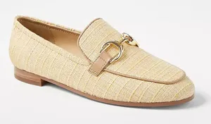 NWOT Ann Taylor Chain‎ Bit Straw Loafers Natural 11M Workwear Office Careerwear thumbnail 1