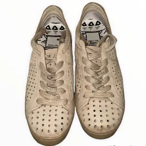 Dolce Vita Beige Perforated Leather Sneakers Calf Hair Heel Lace‎ Up thumbnail 3