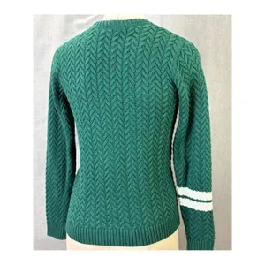 Janie and Jack Green Textured Knit Sweater White Stripe Sleeve Size‎ 12 thumbnail 6