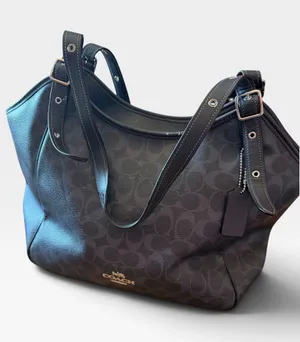 Coach Black Meadow Shoulder Bag in Signature Canvas Dual Straps Brown Interior thumbnail 1