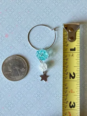 Handmade fairy cute Kawaii funky retro dangle hoop earrings 🍃💚 thumbnail 4