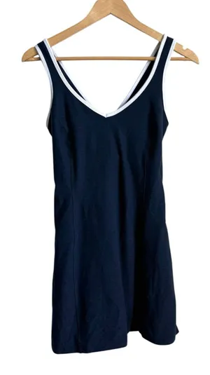 Beyond Yoga Spacedye Starting Line Dress Navy White Built-In Bodysuit Large thumbnail 1