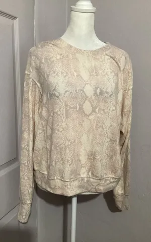 Final sale! Michael Stars Reptile Print Pullover Long Sleeve Top M thumbnail 1