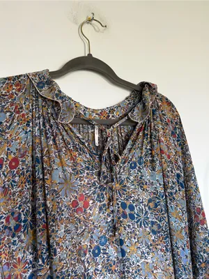 Free People Feeling Groovy Floral 70’s Style Boho Hippie‎ Maxi Dress Size XS thumbnail 5