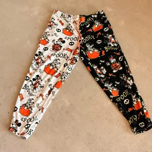 Disney Halloween Mickey Pajama Pants - Black, White, Orange thumbnail 3