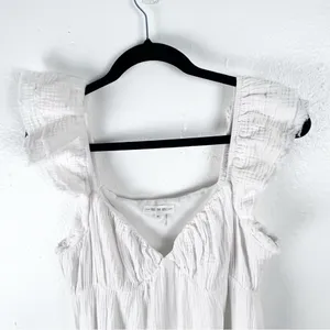 FREE THE ROSES 100% Cotton White Gauzy Tiered Lined Pockets Midi Dress Medium thumbnail 6