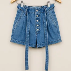 Abercrombie & Fitch Paperbag Denim Shorts Women 24 00 High Rise‎ Y2K Belted thumbnail 2