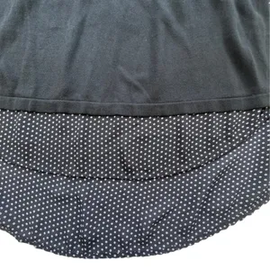 Loft Ann Taylor Mixed Media Polka Dot Sweater Black Womens Medium High Low Top thumbnail 4