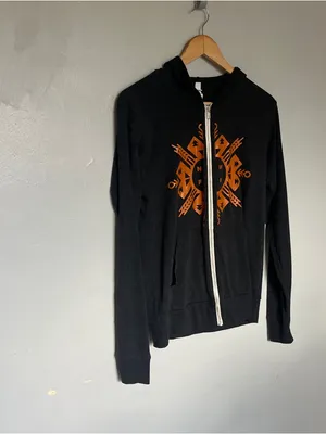 Black Graphic Zip Hoodie Medium Dreamcatcher Design Tribal Medium thumbnail 2